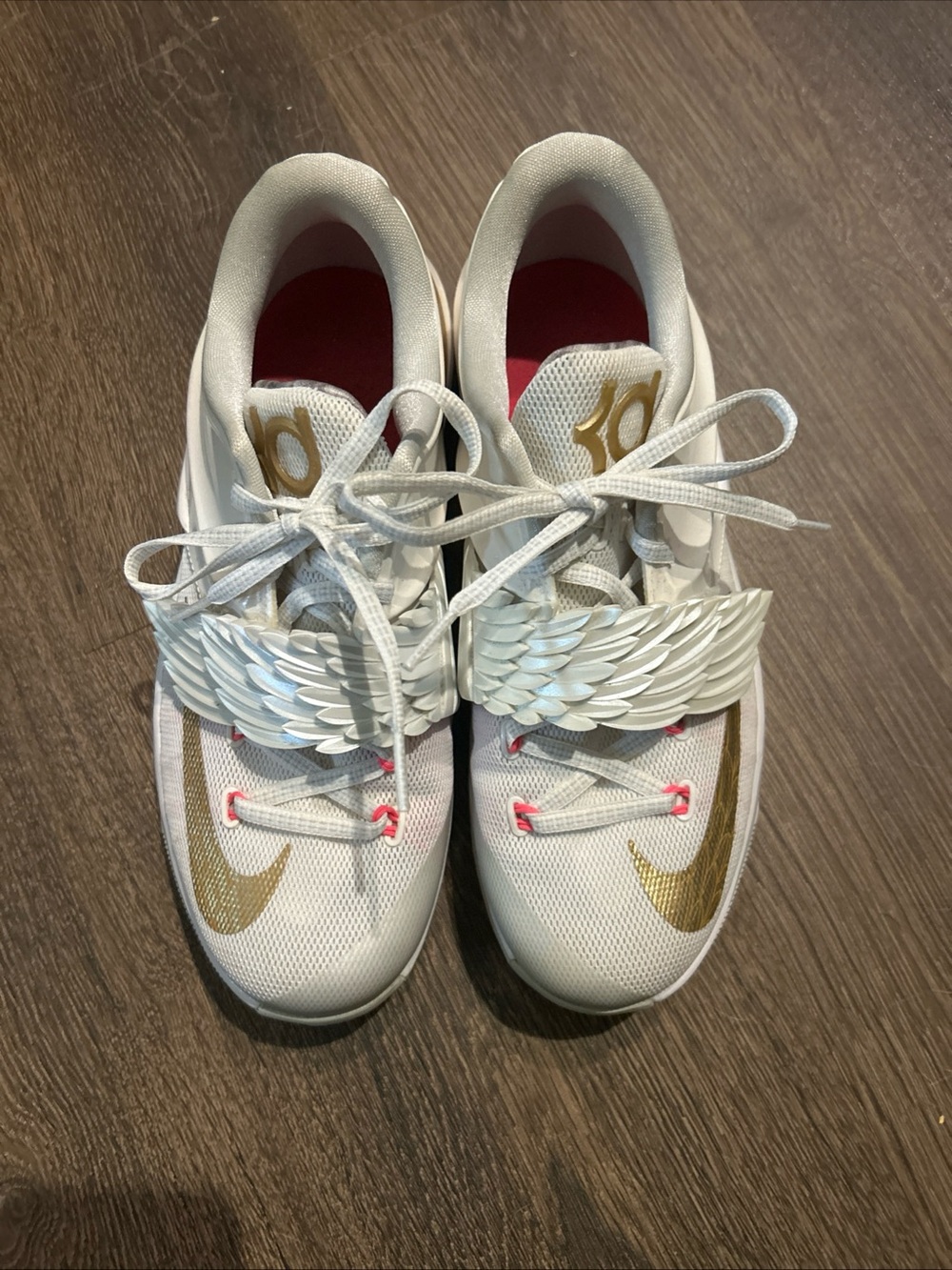 Nike KD Aunt Peal White and Gold Basketball Shoes 6.5Y/8W